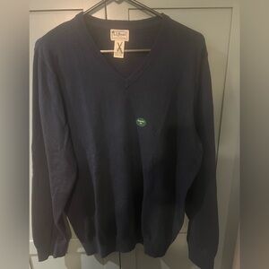 LL Bean Cotton/Cashmere V-Neck Sweater Navy Sz Med